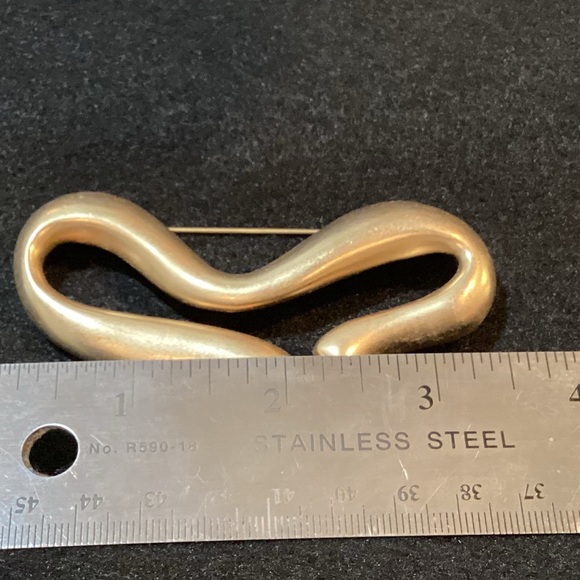 Vintage Fernando Originals FO Signed Modernist Abstract Gold Tone Pin Brooch - Picture 6 of 6